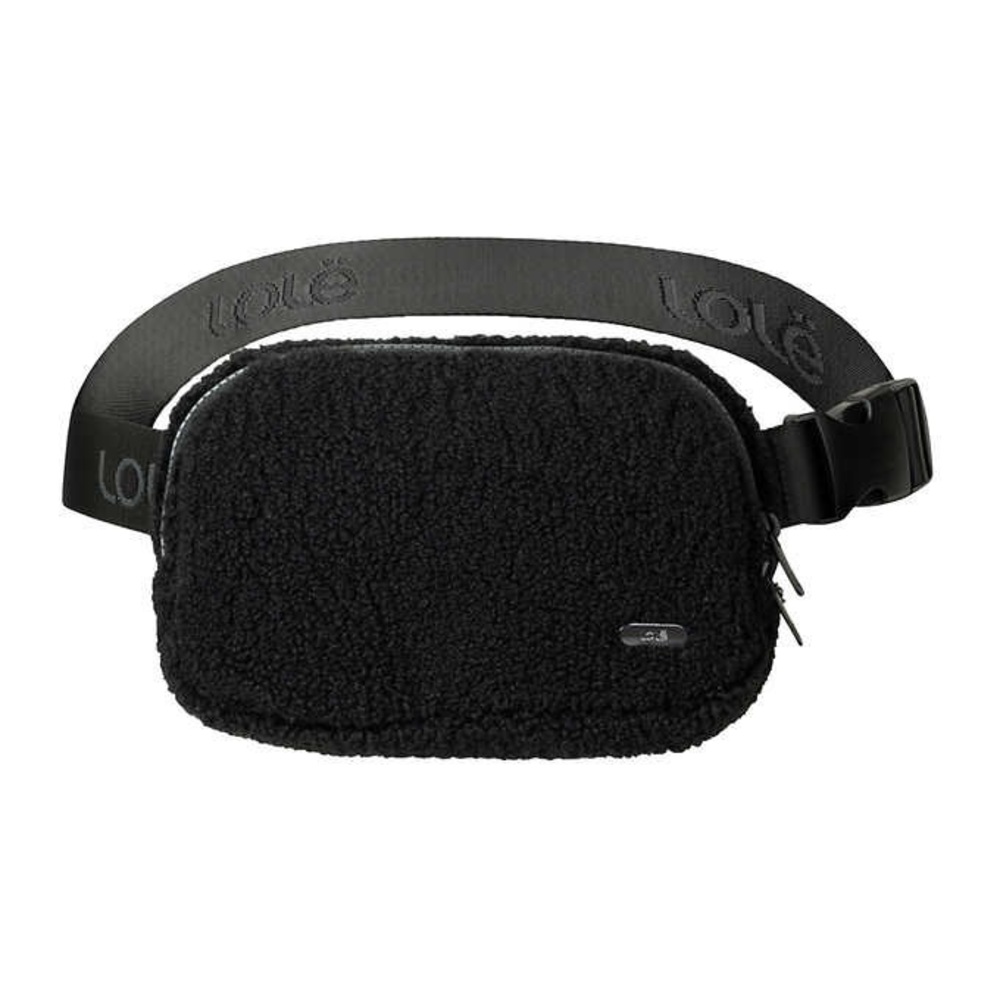 NWT LOLE black sherpa belt bag, unisex - one size